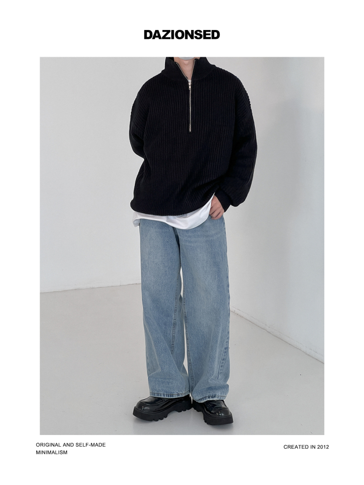 ワイドパンツ メンズ ハイウエストデニムワイドパンツ