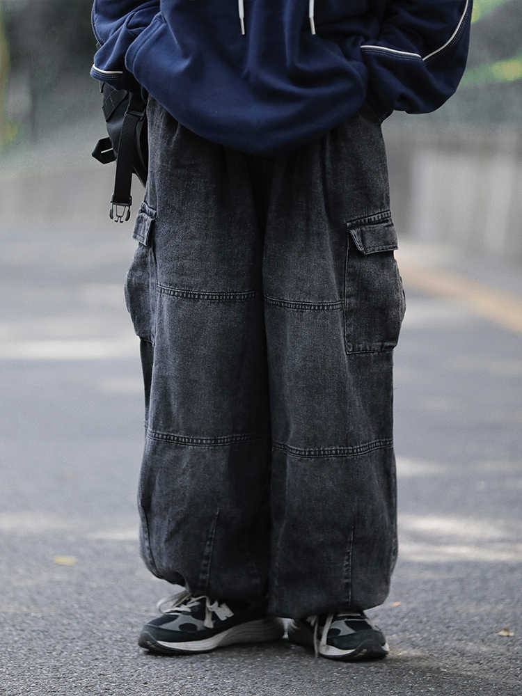 ワイドパンツ メンズ ヴィンテージ加工ワイドカーゴパンツ