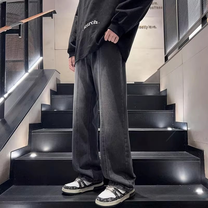 ワイドパンツ メンズ グラデーションウォッシュ加工ワイドジーンズ