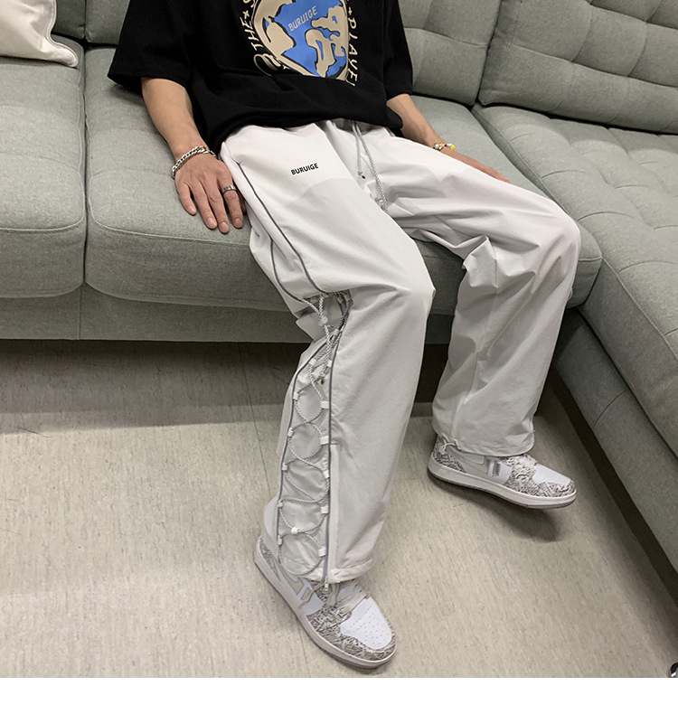 ワイドパンツ メンズ サイドラインデザイン ゆったりカーゴパンツ