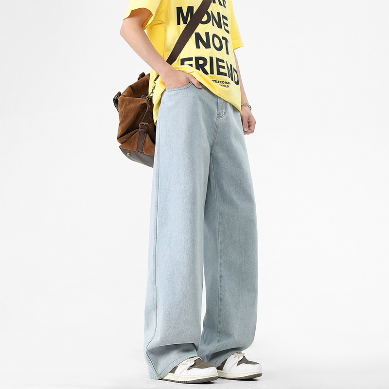 ワイドパンツ メンズ ウォッシュ加工ストレートワイドデニム