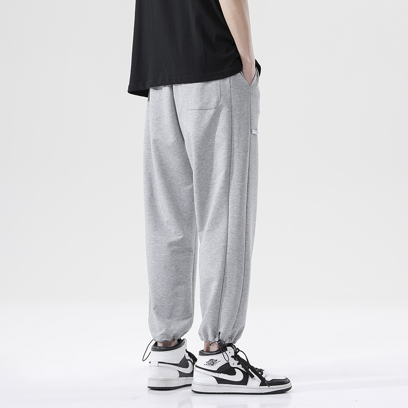メンズワイドパンツ ゆったりシルエット裾絞りジョガーパンツ