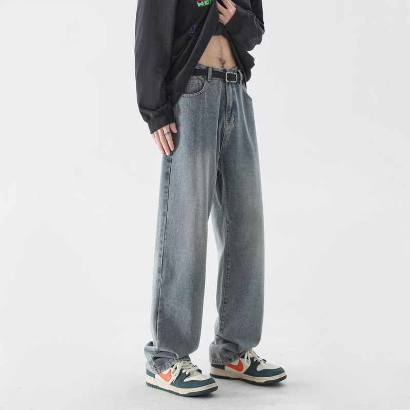 ワイドパンツ メンズ ストリート風ゆったりワイドデニム