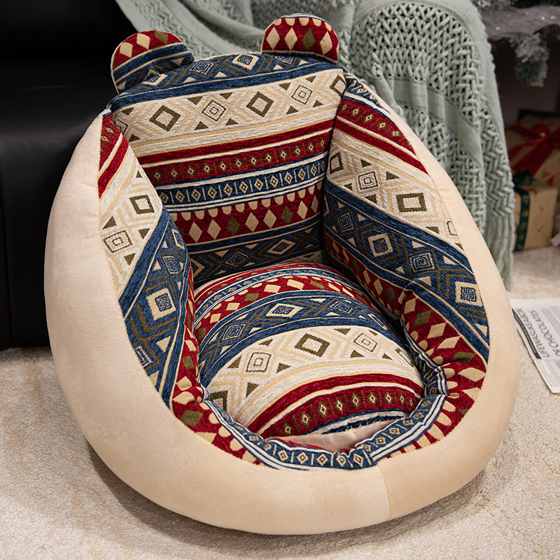 腰痛クッション 床用 民族調リラックス腰痛クッション