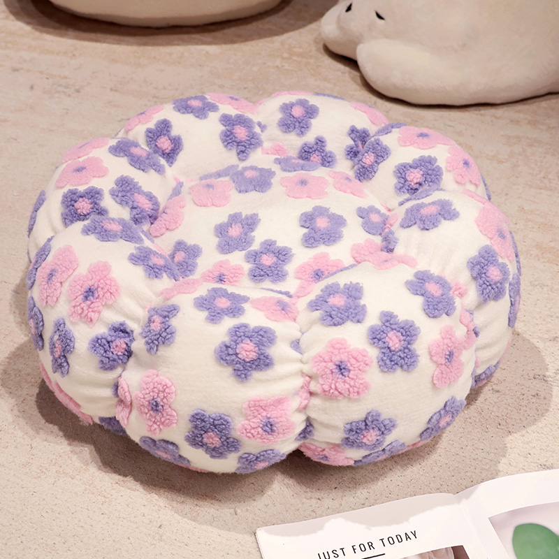 腰痛クッション 床用 花柄ふわもこ座布団