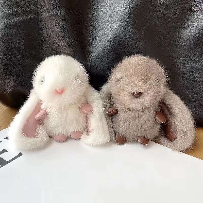 ぬいぐるみ もふもふうさぎのキーホルダー