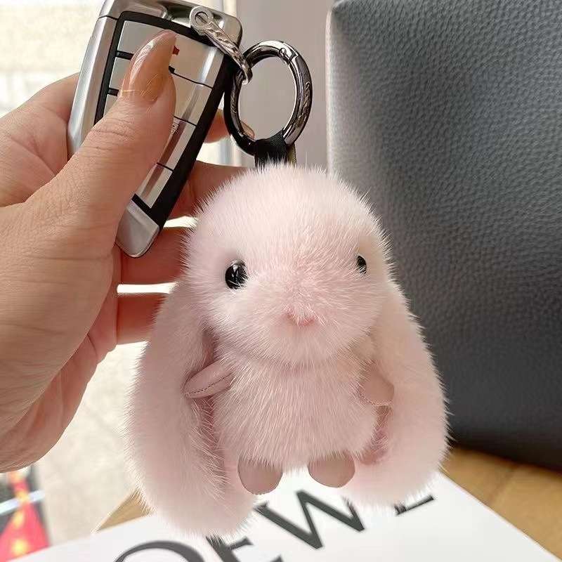 ぬいぐるみ もふもふうさぎのキーホルダー