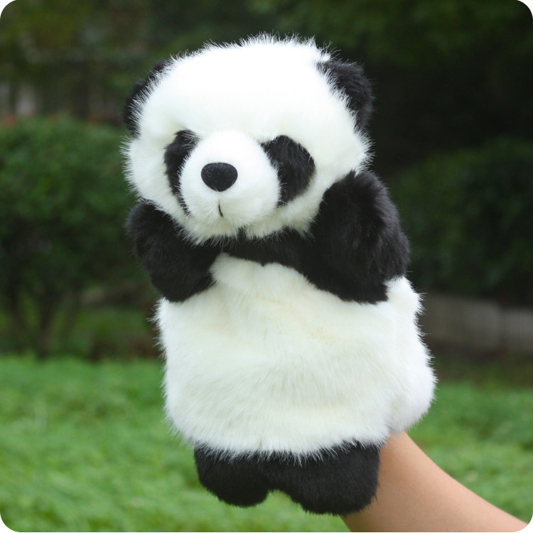 もこもこファー素材の手人形 パンダぬいぐるみ 