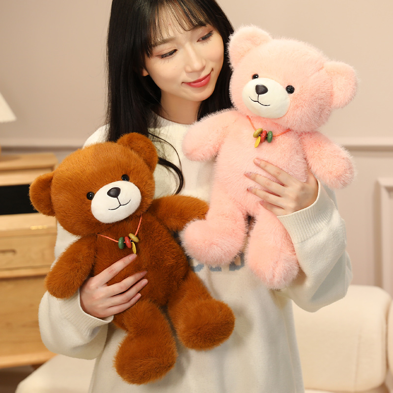 くまぬいぐるみ おはなネックレスのやわらかくま