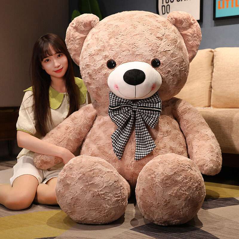 ふわふわ｜ブラウン・キャメル｜リボン付き｜特大｜特大サイズ！抱きつきたくなるくまさん