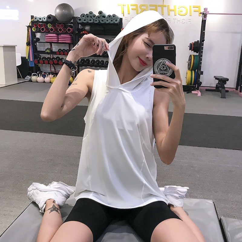 ヨガウェア 速乾パーカータンクトップ ヨガトレーニングウェア