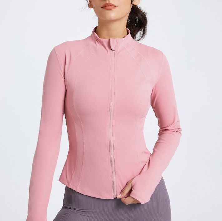 ヨガウェア 柔軟高弾性長袖ジップアップヨガジャケット