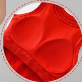 ヨガウェア リブ編みノースリーブ内蔵型胸当て付きヨガトップス