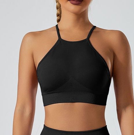 ヨガウェアタンクトップ 背中美人ホルターネックデザインタンクトップ