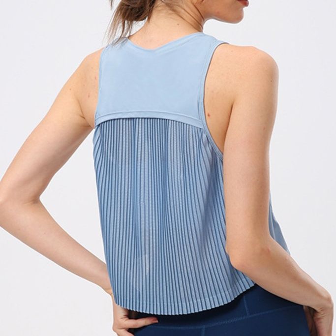 ヨガウェアタンクトップ 背面プリーツ切替えリラックスタンクトップ