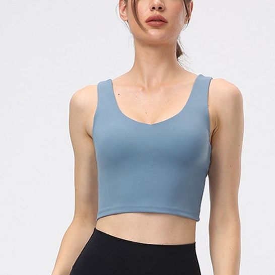 ヨガウェアタンクトップ シンプルクロップド丈タンクトップ