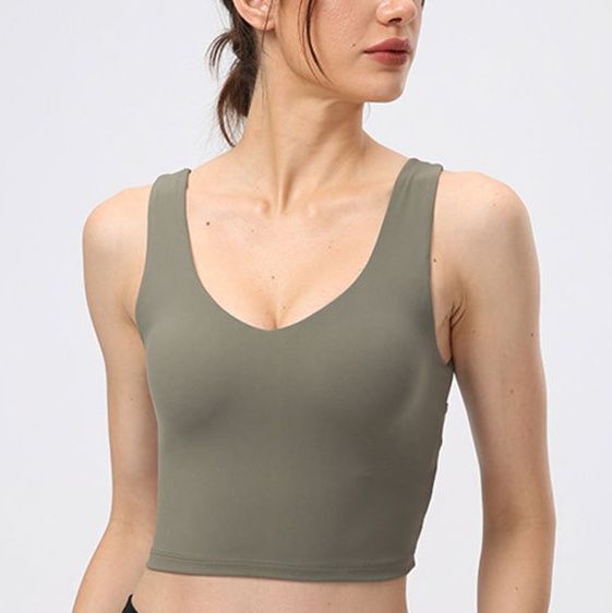 ヨガウェアタンクトップ シンプルクロップド丈タンクトップ