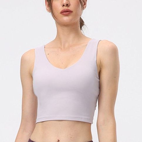 ヨガウェアタンクトップ シンプルクロップド丈タンクトップ
