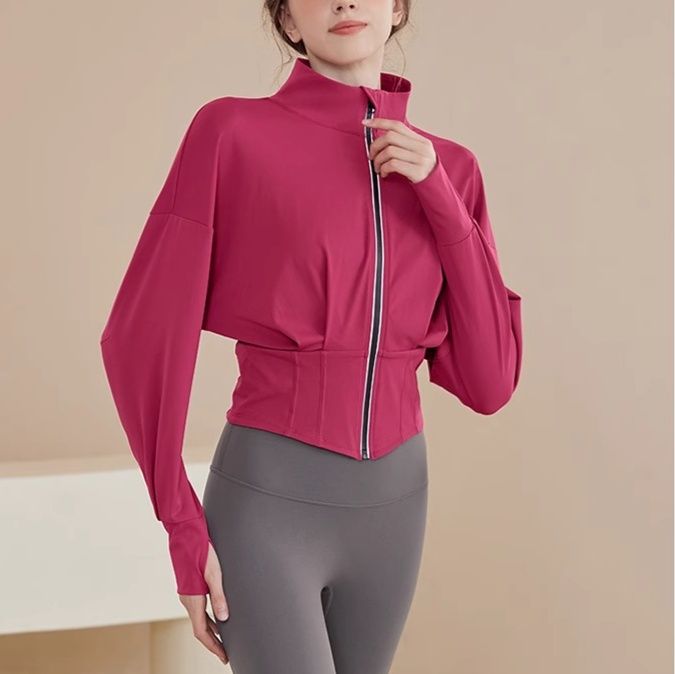 ヨガウェア 立襟ジップアップヨガジャケット（トップス）
