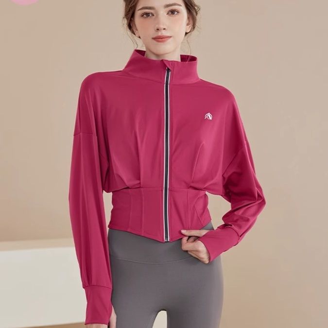 ヨガウェア 立襟ジップアップヨガジャケット（トップス）