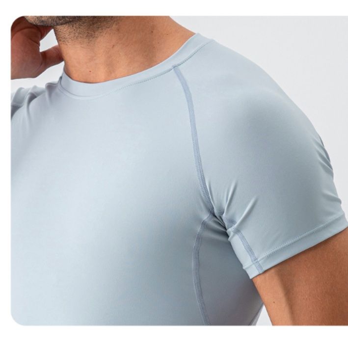 ヨガウェア メンズ速乾フィットネス半袖丸首トップス