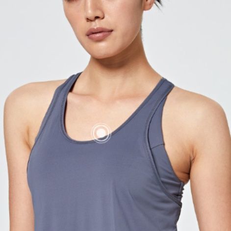 ヨガウェア 二枚重ね風レイヤードデザインヨガブラトップス