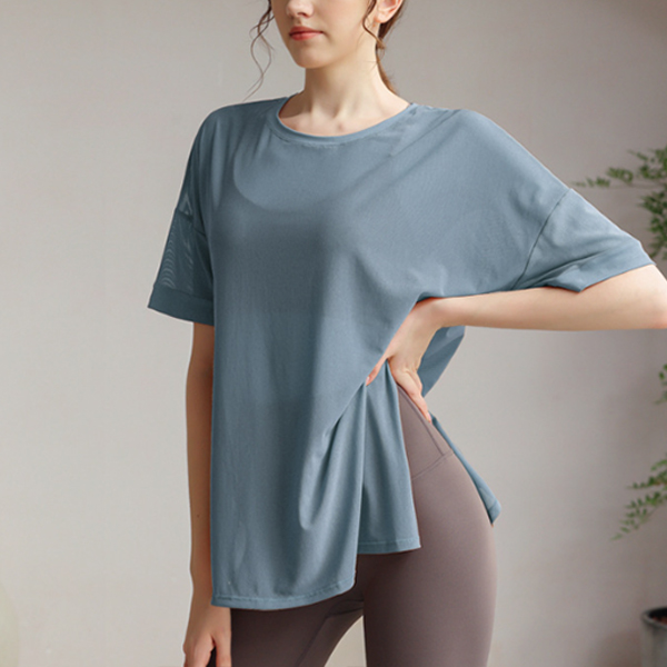 ヨガウェア トップス 速乾メッシュトップス 薄手冷感レディースヨガシャツ