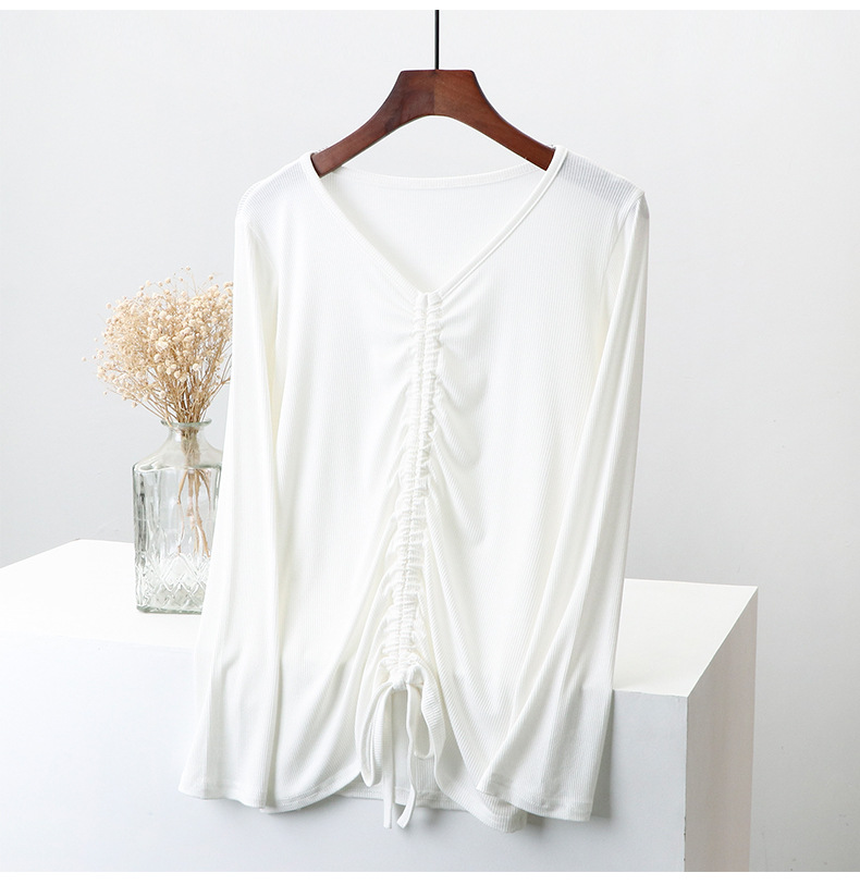 ヨガウェア トップス シャーリングトップス ブイネック 着回し抜群 ヨガウェア