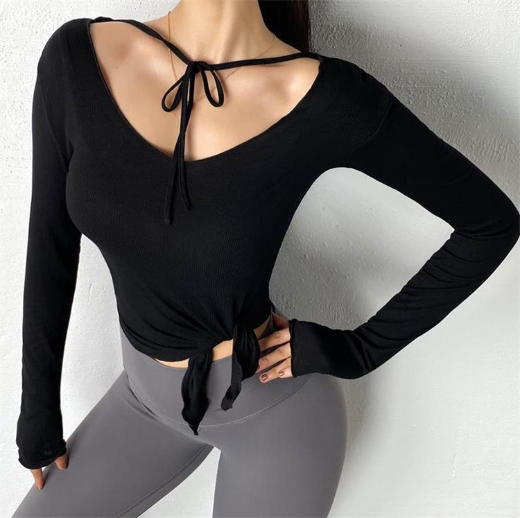 速乾長袖フィットトップス弾性ヨガウェア