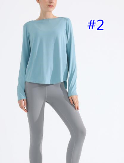 ヨガウェア レディース長袖ヨガトップス速乾バックオープンシャツ