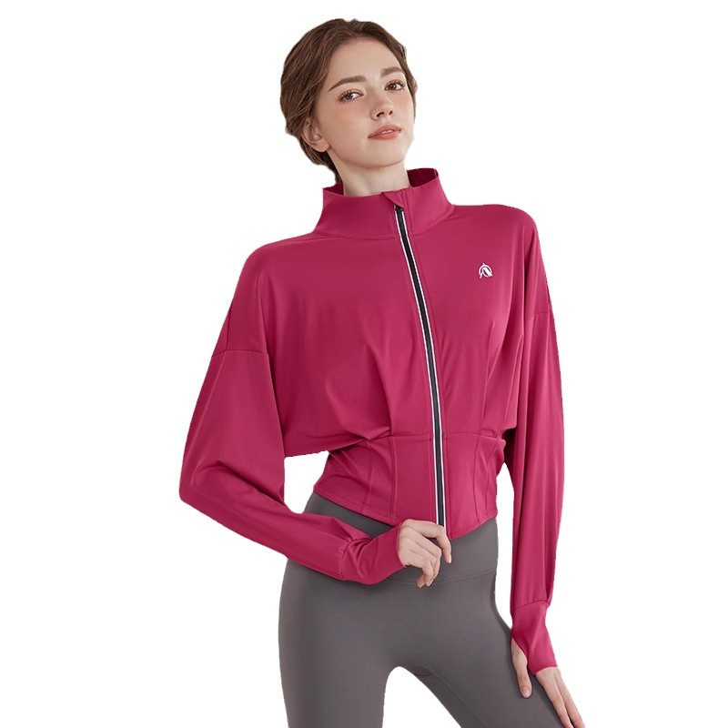 ヨガウェア 立襟ジップアップヨガジャケット（トップス）