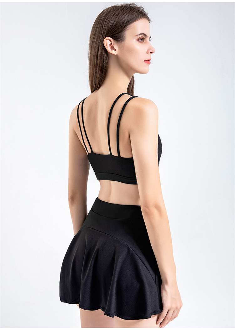 二点式風運動用スカート付きヨガウェア