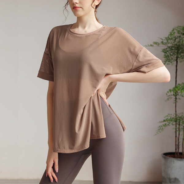 ヨガウェア トップス 速乾メッシュトップス 薄手冷感レディースヨガシャツ