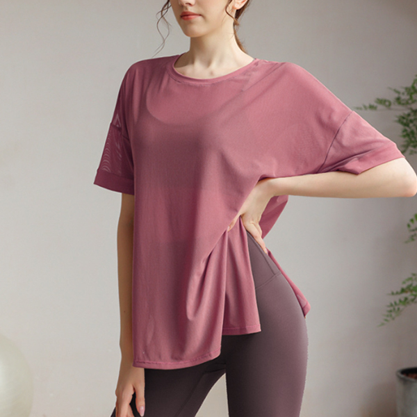 ヨガウェア トップス 速乾メッシュトップス 薄手冷感レディースヨガシャツ