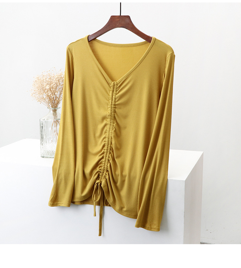 ヨガウェア トップス シャーリングトップス ブイネック 着回し抜群 ヨガウェア