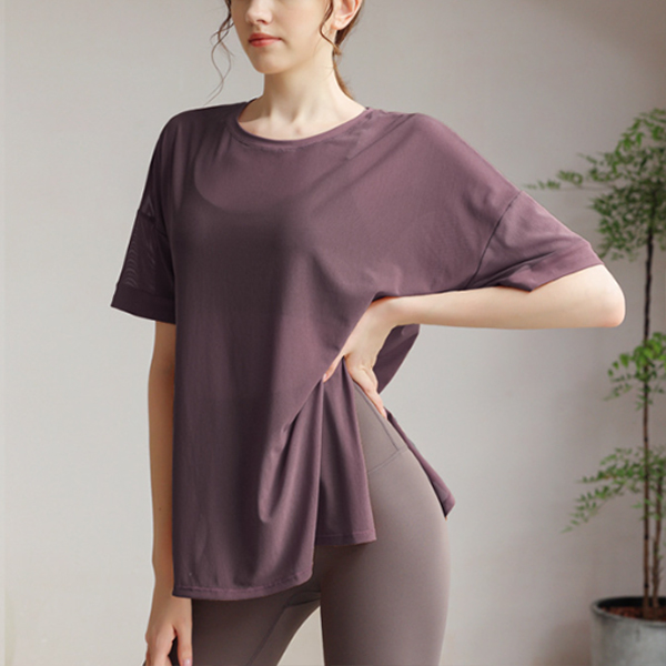 ヨガウェア トップス 速乾メッシュトップス 薄手冷感レディースヨガシャツ