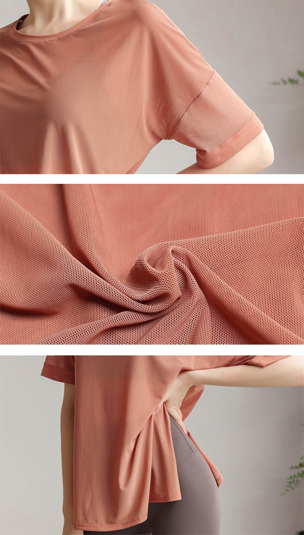 ヨガウェア トップス 速乾メッシュトップス 薄手冷感レディースヨガシャツ