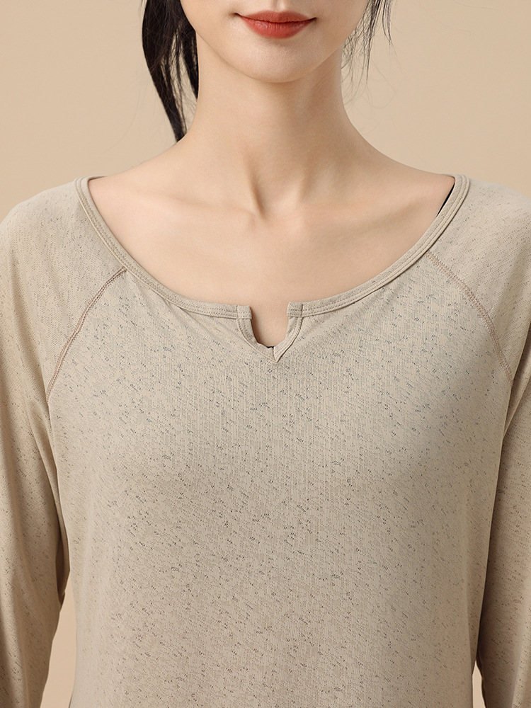 ヨガウェア ラグランスリーブ裾ラウンドロング丈トップス