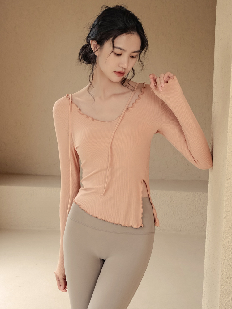 速乾長袖フィットトップス弾性ヨガウェア