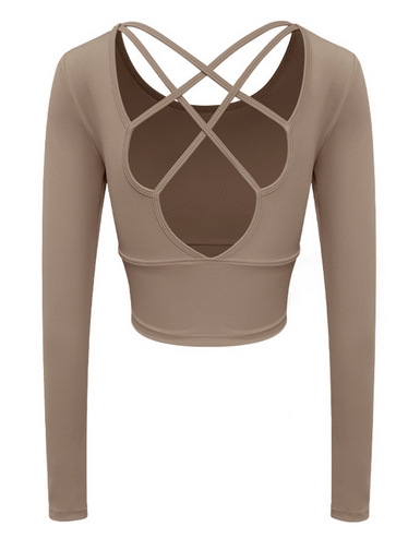 背中美人長袖トップス速乾ヨガウェア