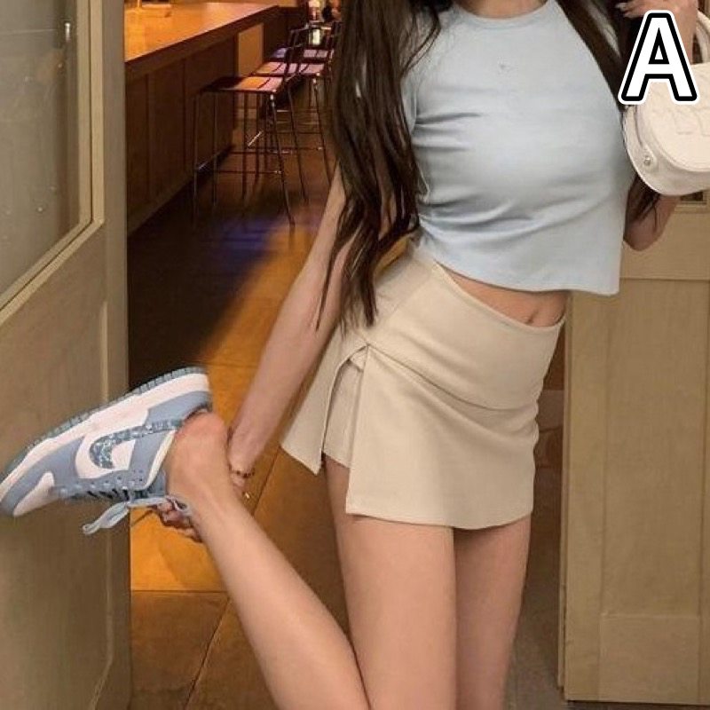 ヨガウェア ハイウエストスリット入りミニスカート