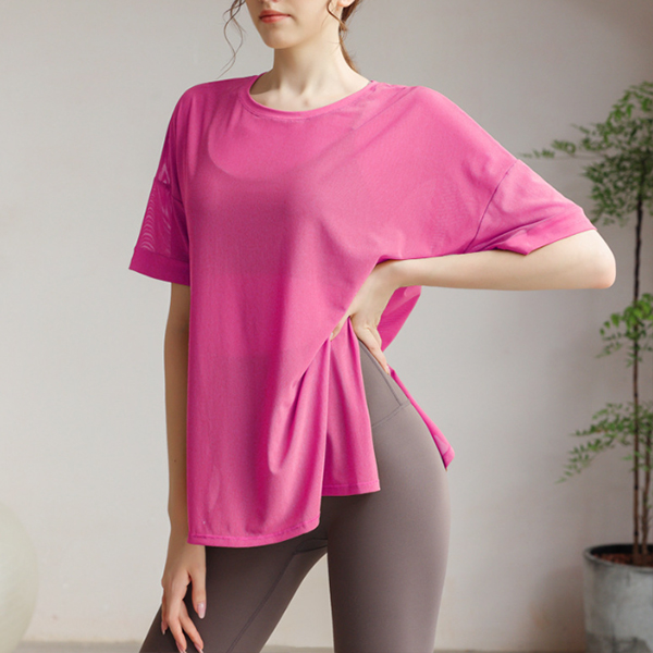 ヨガウェア トップス 速乾メッシュトップス 薄手冷感レディースヨガシャツ