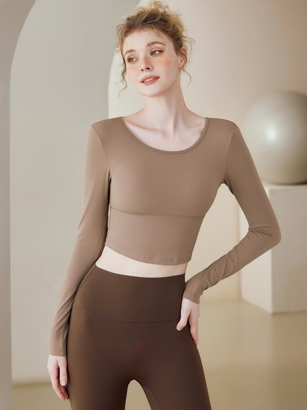 背中美人長袖トップス速乾ヨガウェア