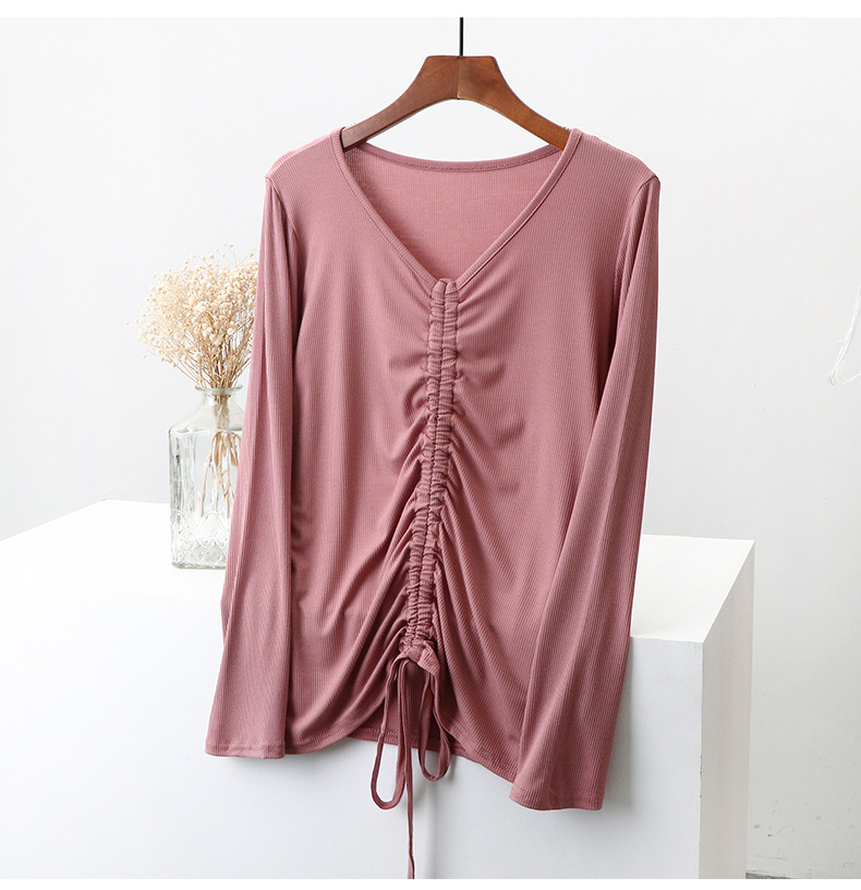 ヨガウェア トップス シャーリングトップス ブイネック 着回し抜群 ヨガウェア