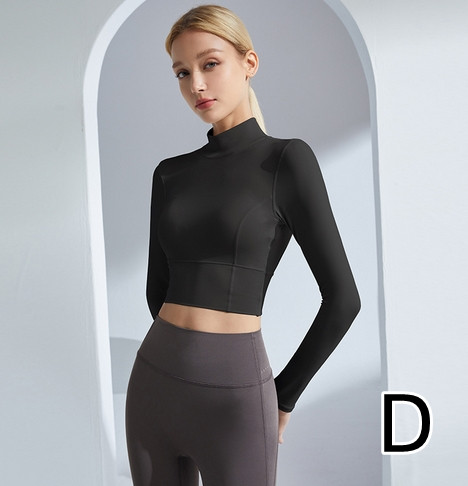 ヨガウェア 背中開きハイネック長袖ヨガトップス