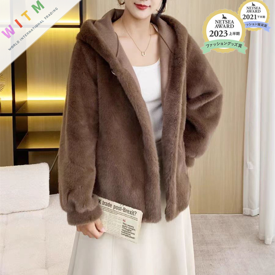 40代ファッション フード付きエコファーコート防寒ふわふわもこもこ秋冬新作