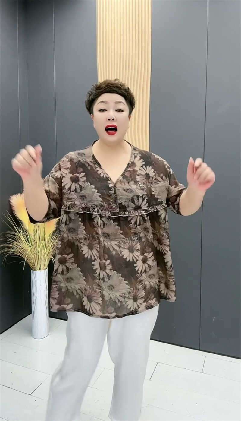 40代ファッション レディース 花柄ゆったりブラウス