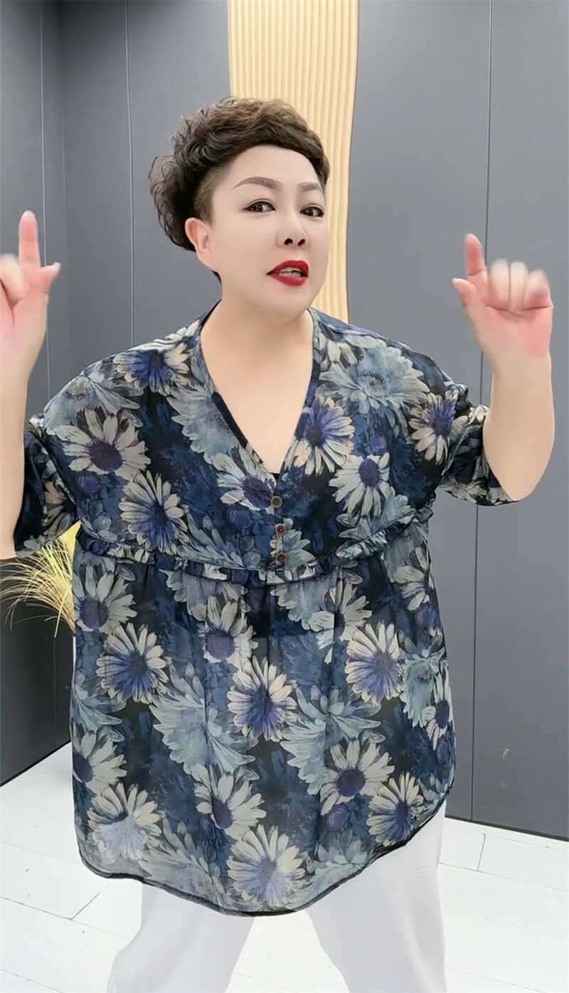 40代ファッション レディース 花柄ゆったりブラウス