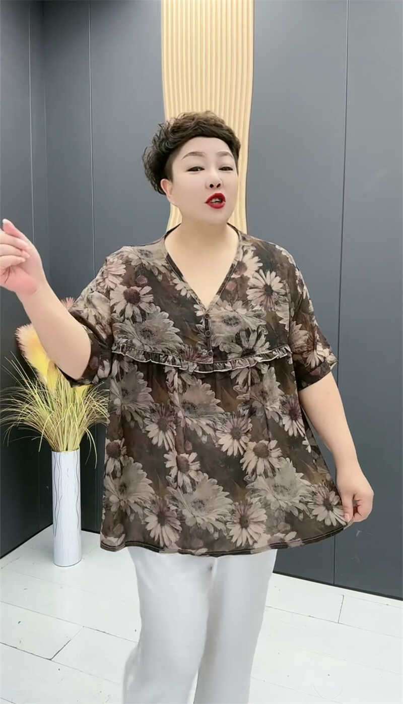 40代ファッション レディース 花柄ゆったりブラウス