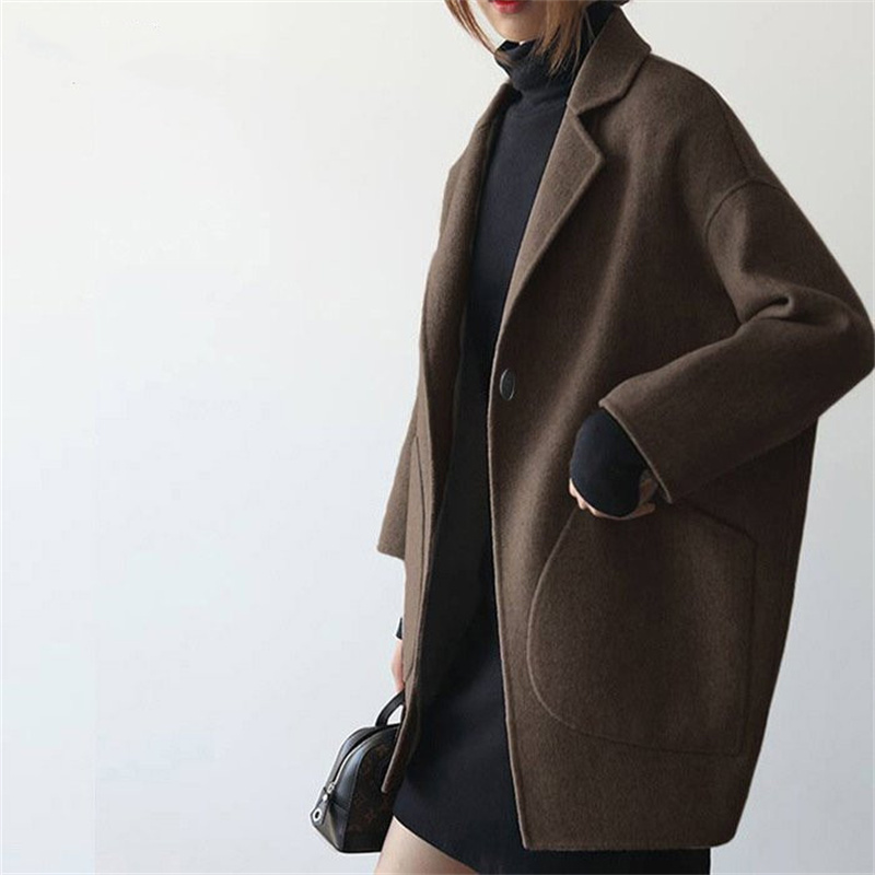 40代ファッション 上品ミドル丈ウールコート 大人女性の定番アウター